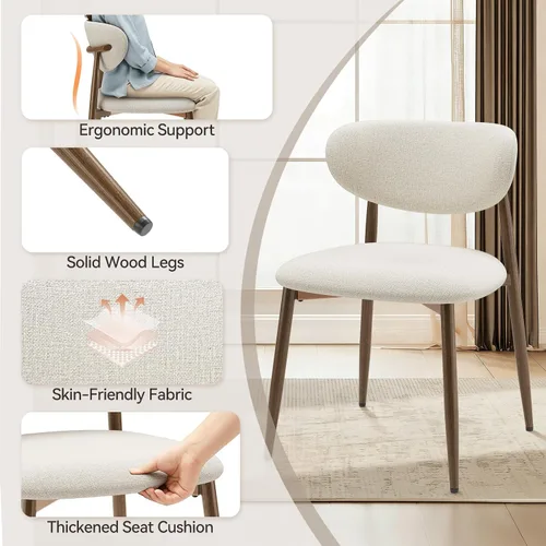 Miniatura 7 de MALOL Juego de 2 sillas de comedor, sillas de cocina con respaldo curvado con patas de metal y almohadillas antideslizantes, silla de comedor