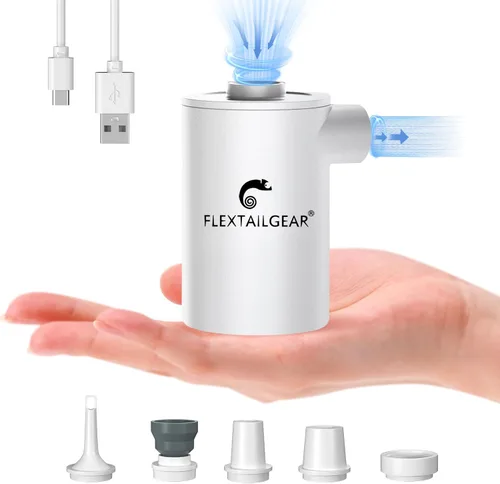 FLEXTAILGEAR MAX Pump 2020 - Bomba de aire portátil con batería de 3600 mAh, bomba de aire recargable por USB, inflado y desinflado rápido para