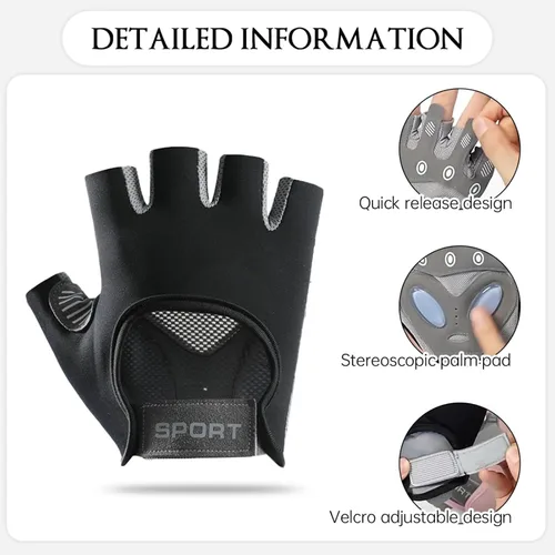 Miniatura 2 de Guantes de entrenamiento para gimnasio Guantes de levantamiento de pesas Guantes de ciclismo de dedo corto Guantes deportivos para hombres y mujeres