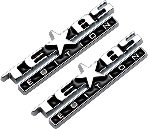 Miniatura 2 de 2 calcomanías de tamaño pequeño para tablero de instrumentos de la edición de Texas, placa de identificación 3D (negro cromado)