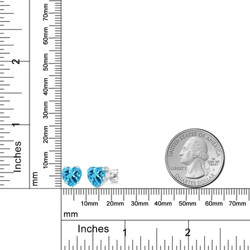 Miniatura 3 de Gem Stone King Aretes de plata de ley 925 con piedra natal con forma de corazón de 0.315 in para mujer