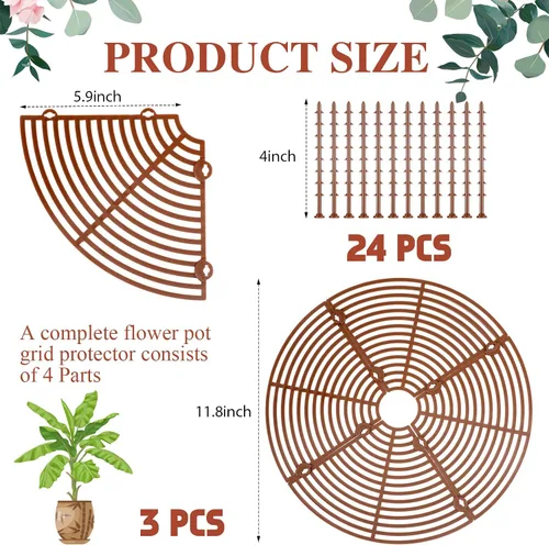 Miniatura 2 de Sawysine 3 piezas de cubierta para macetas de plantas de rejilla de macetas de animales con cubierta central de flores protectores de suelo