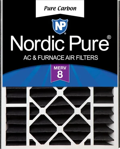 Nordic Pure 20 x 25 x 5 (tamaño real: 19 3/4 x 24 1/4 x 4 7/8) Filtro de aire Air Bear Merv 8 de repuesto para reducción de olores de carbono puro,