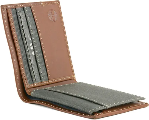 Miniatura 17 de Timberland Cartera de lona de cuero Baseline para hombre con bolsillo abatible adjunto