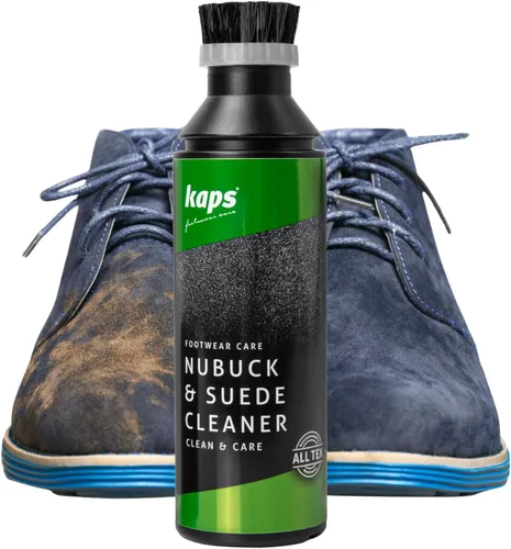 Kaps Limpiador de nobuck y gamuza, limpiador para zapatos, bolsas y botas hecho de nobuck y gamuza, con cepillo aplicador, champú para todos los
