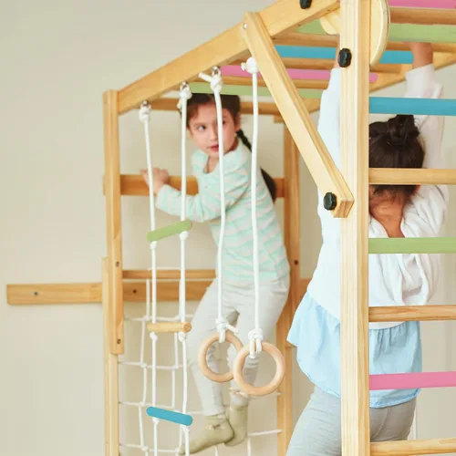 Miniatura 2 de Avenlur Grove 8 en 1 - Gimnasio de la selva interior con anillos de gimnasia, cuerda de escalada, columpio, tobogán, barras de mono, red de pared