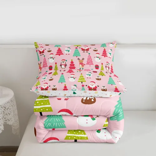 Miniatura 7 de Erosebridal Juego de edredón de Feliz Navidad, tamaño individual, divertido edredón de Papá Noel para niños y niñas, edredón de plumón de pingüino
