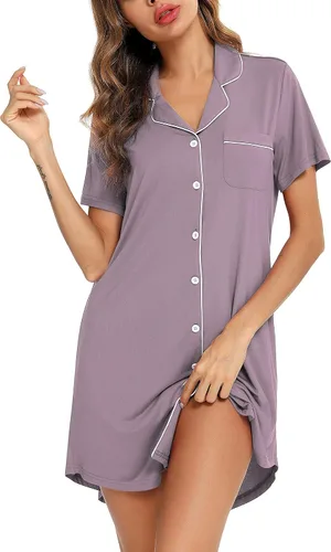 Miniatura 2 de Senert Nightgowns for Women ShortLong Sleeve Sleep Shirt Button Down Night Gowns Maternity Pajamas Nursing Dress Sleepwear