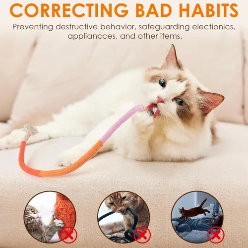 Miniatura 5 de TINDTOP Juguetes para gatos, cuerdas para masticar, paquete de 3 juguetes interactivos para gatitos de interior, juguete de limpieza de dientes