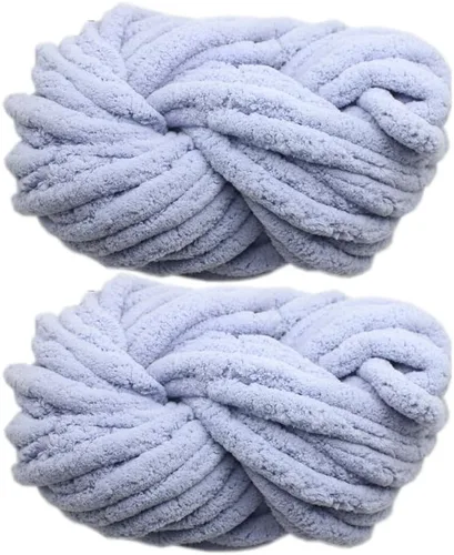 Miniatura 12 de 2 madejas de hilo de felpilla grueso para manta, súper suave, grueso, esponjoso, jumbo, grueso, estilo chenilla, hilo de poliéster de punto