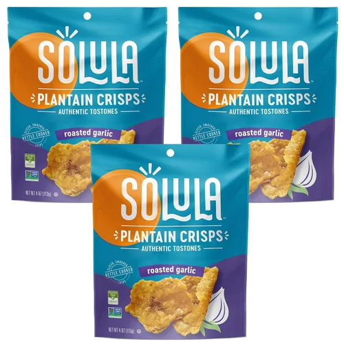Miniatura 15 de Solula Plátano Crisps Authentic Tostones, lima caribeña, 4 onzas (paquete de 3), papas fritas cocidas, sin gluten, aptas para paleo, sin granos