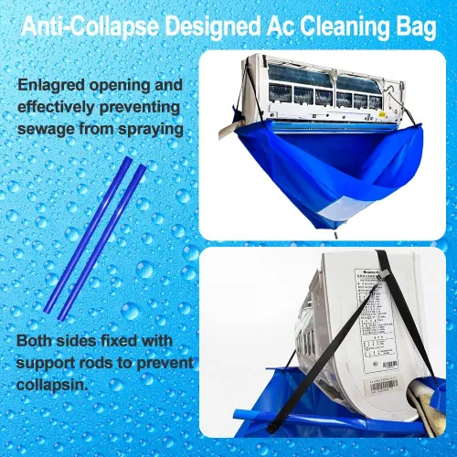 Miniatura 2 de Bolsa de limpieza de aire acondicionado con varillas de soporte, kit de cubierta mini dividida, cubierta de limpieza de aire acondicionado