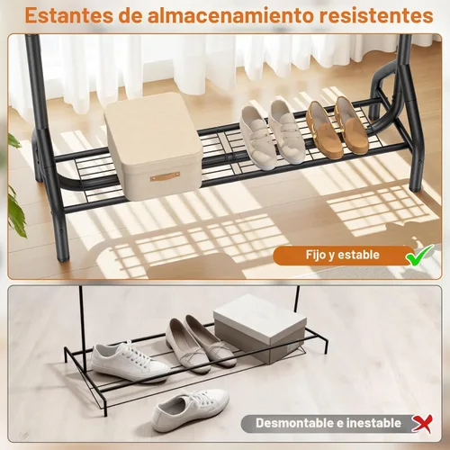 Miniatura 4 de EAGMAK Perchero de ropa de doble barra con capacidad de carga de 622 LBS, perchero resistente para colgar ropa, perchero de 82.68 pulgadas de alto