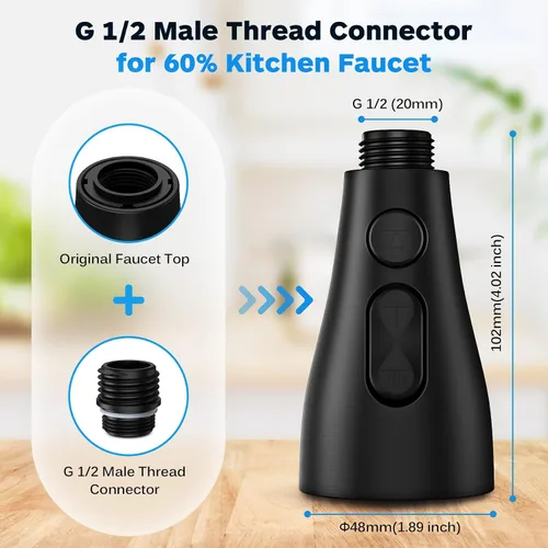 Miniatura 4 de Repuesto de cabezal de grifo de cocina, cabezal de grifo de fregadero de cocina G 1/2, repuesto de rociador de fregadero de cocina, 3 modos con 12