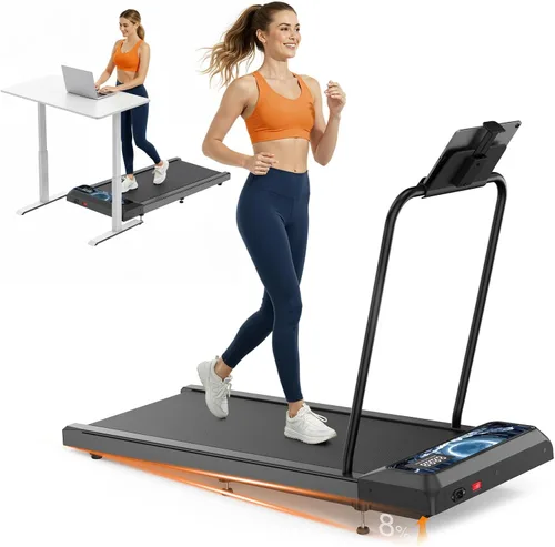 HCOIW Walking with Incline Pad and Handle Bar, 3 in 1 Mini Walking Machine, 2.5HP Low Noise Treadmill for Home with Remote Control, Treadmill with