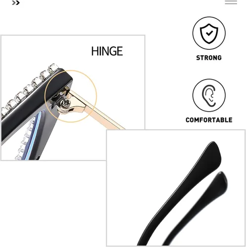 Miniatura 7 de willochra Lindas gafas de ojo de gato con diamantes de imitación brillantes, divertidos lentes de bloqueo de luz azul para mujeres y niñas