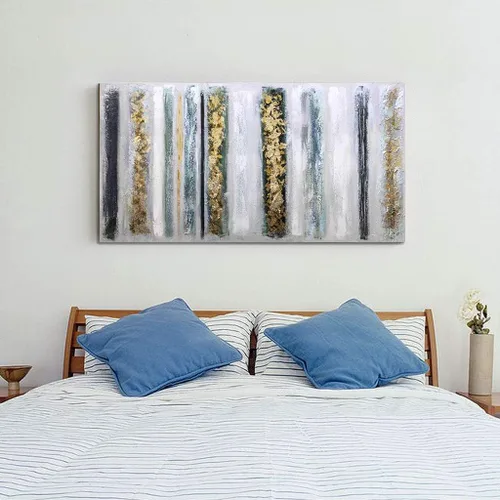 Miniatura 4 de Boiee Arte, 24 x 48 pulgadas, lámina dorada pintada a mano, líneas minimalistas, arte de pared, pinturas al óleo abstractas neutrales, gris oscuro