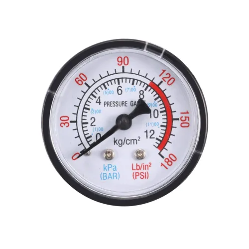 uxcell Medidor de presión de montaje trasero, 0-180 psi, barra 0-12, 0-1200 Kpa, pantalla de dial de 1-25/32", 1/4 NPT macho para compresor de aire,