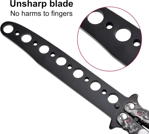 Miniatura 4 de AIFUSI Cuchillo de mariposa entrenador, entrenamiento y práctica para niños y adultos, acero Balisong Trainer sin afilar, 100% seguridad Balisong