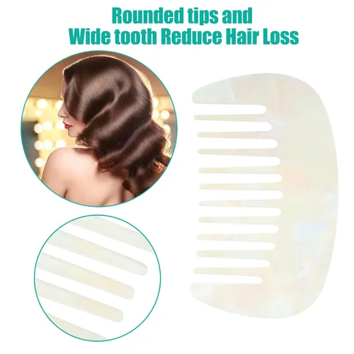 Miniatura 2 de VOCOSTE Peine para el cabello de dientes anchos, peine antiestático de tamaño de bolsillo para cabello grueso, rizado, cuidado del cabello, peine