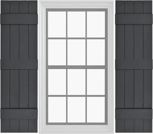 Miniatura 36 de Persianas de Vinilo Board & Batten (1 Par) 11"x31" (3-Tableros) - Negro Cosmos/Pintable Persianas Exteriores para Ventanas Incluye Herrajes