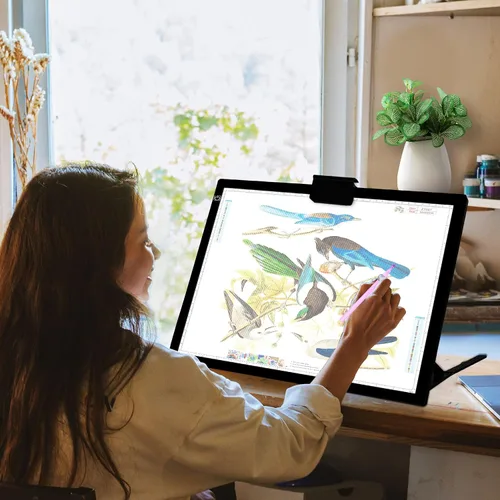 Miniatura 7 de Mlife Almohadilla de luz A3, caja de luz de batería integrada, temperatura de 3 colores, brillo continuo, tablero de luz LED recargable para trazar