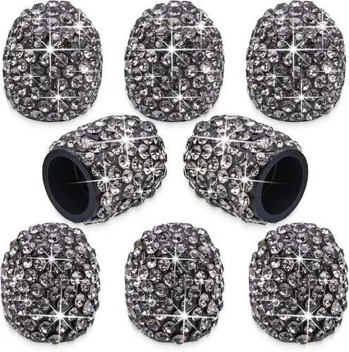 Miniatura 32 de 8 PCS Tapas de Válvula de Vástago de Neumático con Diamantes de Cristal Brillante, Tapas de Válvula de Neumático de Coche a Prueba de Polvo Blanco