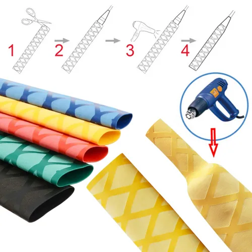 Miniatura 4 de Tubo de envoltura de manga termorretráctil, tubo en X, para mango de caña de pescar, corcho con antideslizante, impermeable y aislante, 3.3 ft. Dia