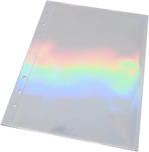 Miniatura 4 de 6 agujeros transparentes de PVC con holograma y bolsillos para archivar hojas sueltas, carpeta de documentos, protector de hojas de página de papel