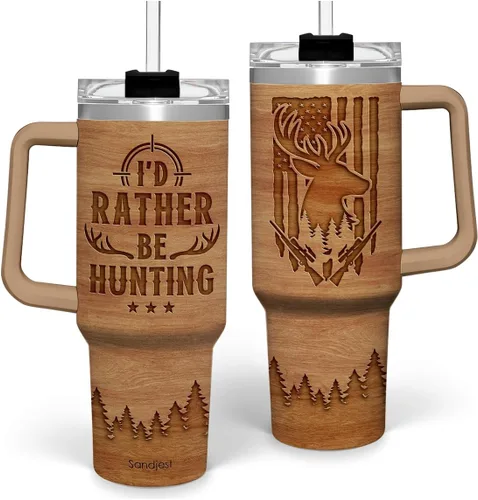 Miniatura 21 de SANDJEST Taza con bandera americana con asa, taza de café de acero inoxidable con aislamiento de 40 oz con tapa y pajita, regalos de América