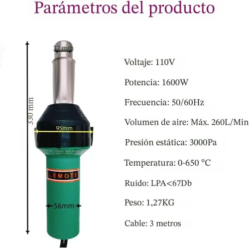 Miniatura 2 de Pistola de aire caliente 110V Antorcha de soldadura 1600W Pistola de calor Soldador de plástico Kits de soldador de techos