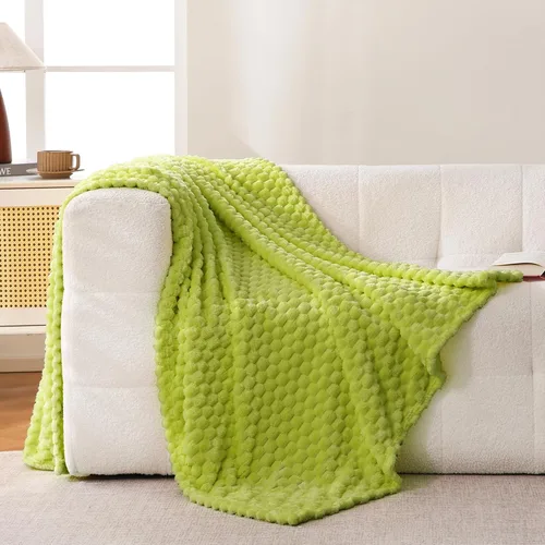 Miniatura 2 de Bnuitland - Manta de franela verde con estampado de frutas (50x40 pulgadas), 300 GSM, manta de forro polar cálida, suave y ligera para cama o sofá
