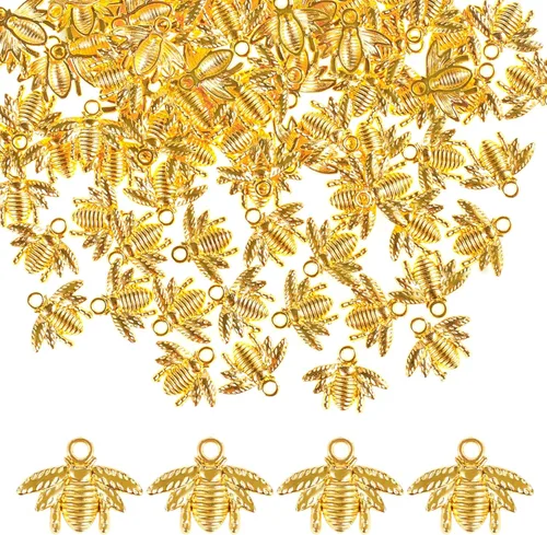 QXUJI - 100 dijes de aleación de abeja para hacer joyas, dijes de abeja de metal, para collares, pulseras, aretes, accesorios de fabricación de
