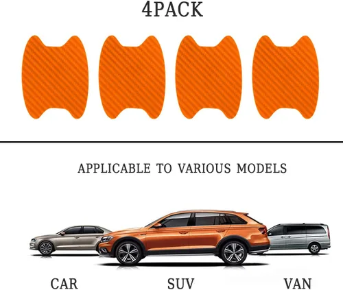 Miniatura 5 de 4 calcomanías protectoras de manija de puerta de auto, película protectora universal de fibra de carbono antiarañazos, adhesivos de pintura lateral