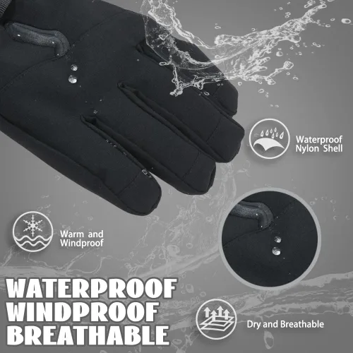 Miniatura 2 de Ixsun Guantes de esquí para hombres y mujeres, bolsillo con cremallera, suaves, cálidos, impermeables, resistentes al viento, adecuados para esquís