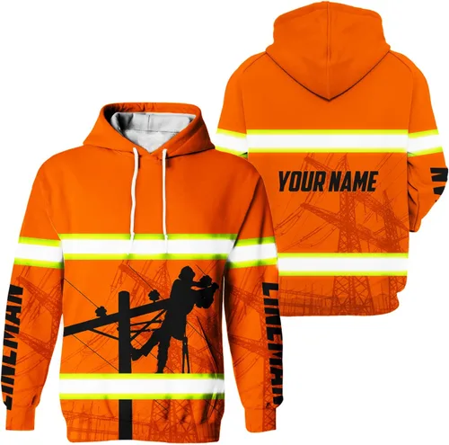 Miniatura 8 de Sudadera con capucha de alta visibilidad para hombres - Colección de trabajos con nombre personalizado Clase 3 Ropa de trabajo reflectante