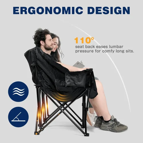 Miniatura 4 de apollo walker Silla de Campamento Doble de Gran Tamaño para 2 Personas - Sofá de Campamento Extra Ancho y Resistente de 600 libras con Portavasos