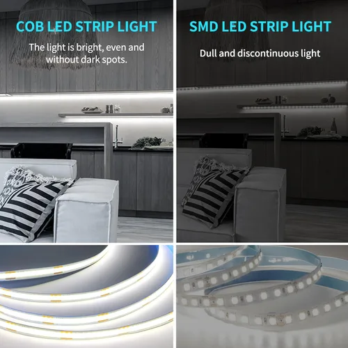 Miniatura 4 de Tira de luz LED COB de 32.8 pies, color blanco, regulable, CC de 24 V, 6000 K, cinta de luz LED flexible para dormitorio, con control remoto