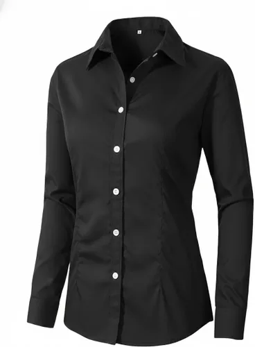 Beninos Camisas de vestir para mujer, manga larga, con botones, ropa de trabajo