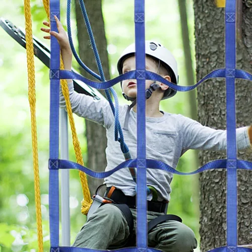 Miniatura 7 de Red de escalada para niños al aire libre Red de carga de escalada – 71 x 43 pulgadas escalera de cuerda de poliéster para gimnasios de la selva