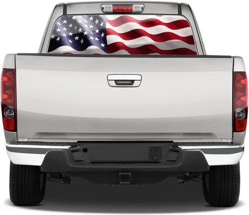 Calcomanías de Bandera Americana de 65 x 22 pulgadas para Camiones SUV Calcomanía de Ventana de Bandera Americana, Calcomanías Clásicas de Ventana