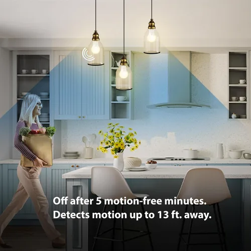 Miniatura 5 de Bombilla LED con sensor de movimiento Feit Electric, A19 equivalente a 60 W, 5CCT, no regulable, base media E26, CRI 90, 800 lúmenes, blanco
