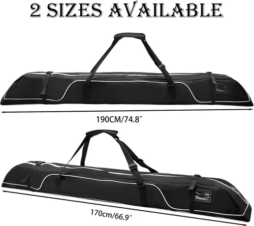 Miniatura 2 de Bolsa de esquí, bolsas de esquí individuales para viajes aéreos, bolsa de esquí con ranura separada para poste, bolsa de viaje de esquí