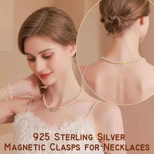 Miniatura 6 de Cierre magnético para collar S925 con doble anillo de resorte, convertidor de plata de ley, extensor de collar para pulsera y joyería
