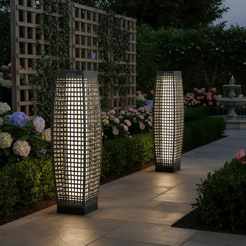 Miniatura 20 de Lámpara de pie para exteriores Grand Patio, lámpara de pie solar, resistente al agua, de mimbre, lámpara colgante para terraza, luces decorativas