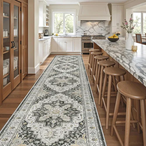Miniatura 964 de Madane Tapete lavable de 2 x 10 pies para pasillo, cocina, recibidor, clásico, suave, antideslizante para interiores, casa de campo, baño, sala