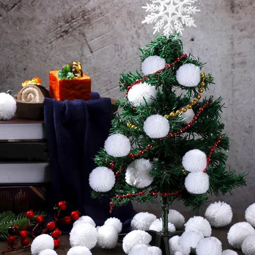 Miniatura 7 de 50 pompones de invierno para manualidades, bolas de nieve falsas, bolas de pompón para arte, proyectos creativos, decoración de manualidades