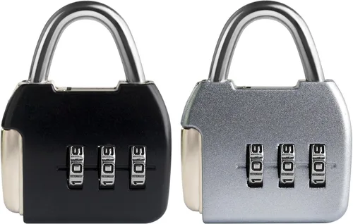 Miniatura 8 de Candado de combinación pequeña, cerraduras de combinación de 3 dígitos, cerradura de equipaje de viaje con código, mini cerradura combinada