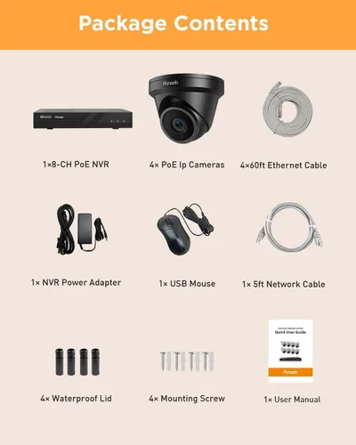 Miniatura 8 de Sistema de Seguridad con 4 Cámaras PANOOB 5MP, 4X Cámaras IP de 5 Megapíxeles con Cable para Exteriores con Domo y Torreta con Detección de Personas