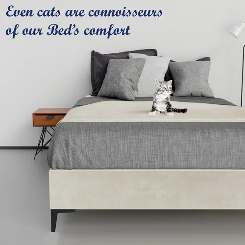 Miniatura 4 de Greaton, Cama con plataforma de madera de terciopelo de alta calidad de 15 pulgadas, duradera, elegante, opciones de multicolor, no necesita somier